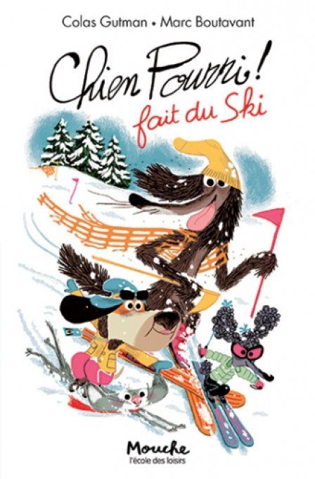 Chien pourri fait du ski