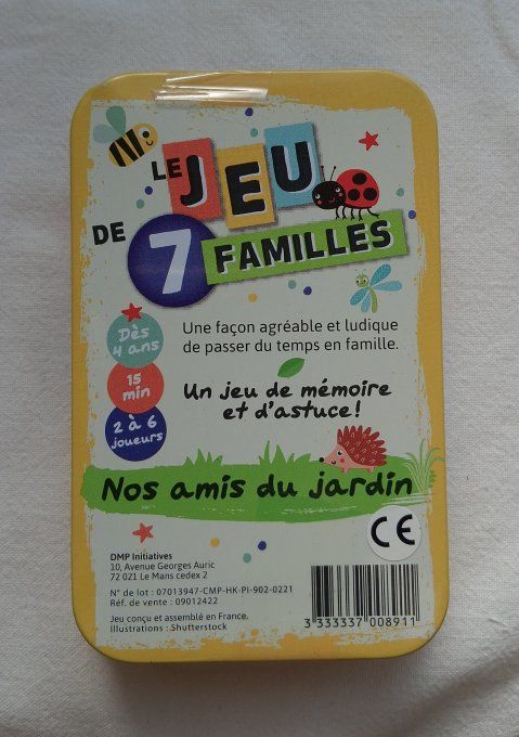 Jeu de 7 familles nos amis du jardin