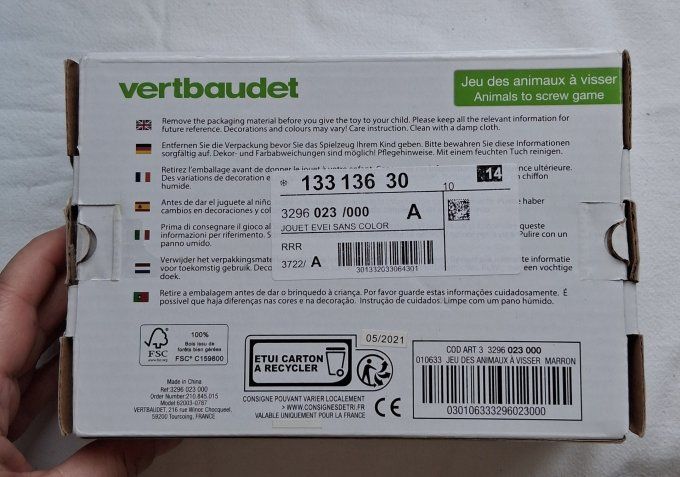 Jeu des animaux à visser