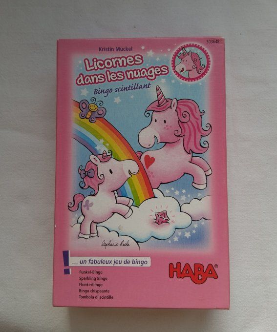 Jeu licornes dans les nuages, bingo scintillant