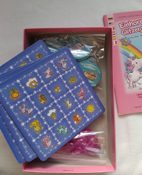 Jeu licornes dans les nuages, bingo scintillant