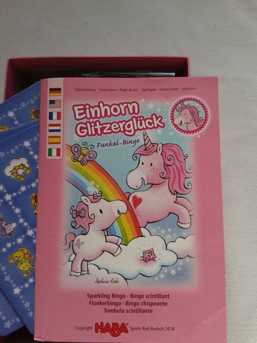 Jeu licornes dans les nuages, bingo scintillant