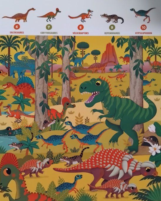 Cherche, trouve et compte jusqu'à 10, les dinosaures