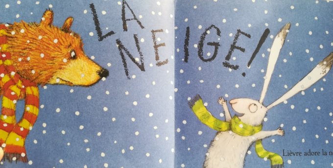 Lièvre et ours sous la neige