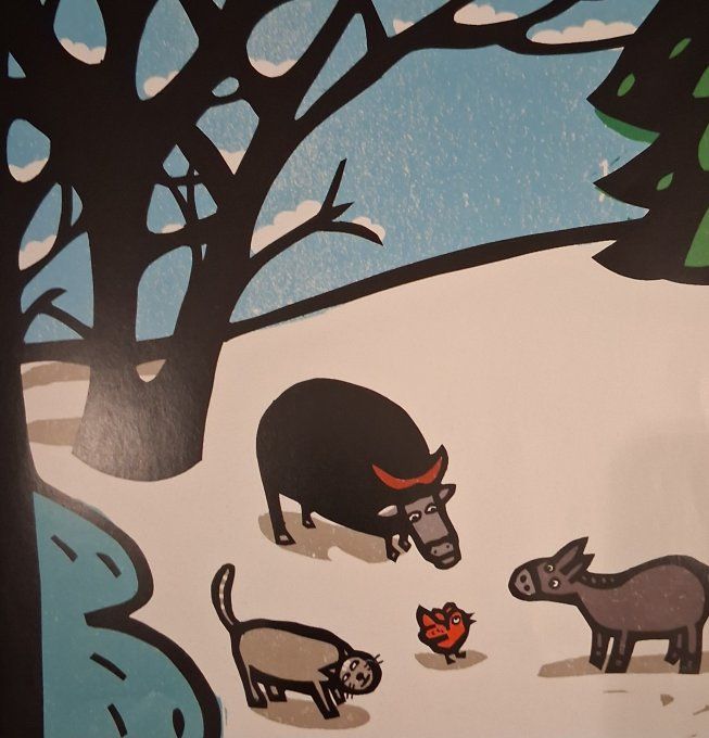 Quatre amis dans la neige