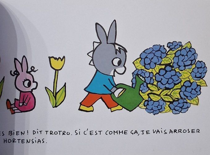 Trotro et Zaza arrosent les fleurs