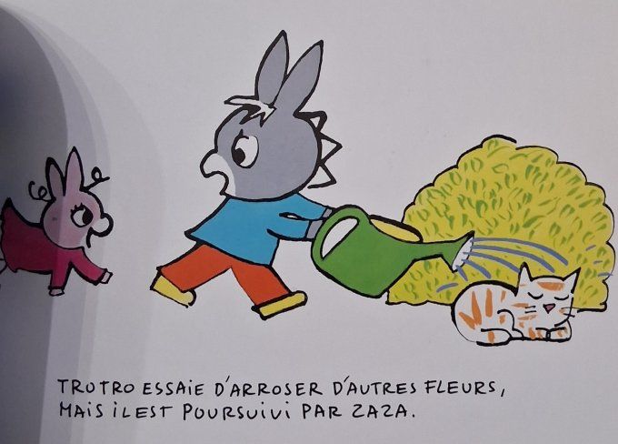 Trotro et Zaza arrosent les fleurs