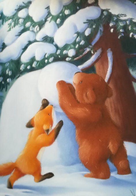 Un câlin pour le bonhomme de neige